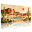 «Landscape & Nature Desert Landscape with Cacti and Rock Formations», ensemble de 3 impressions d'art sur toile-513415586