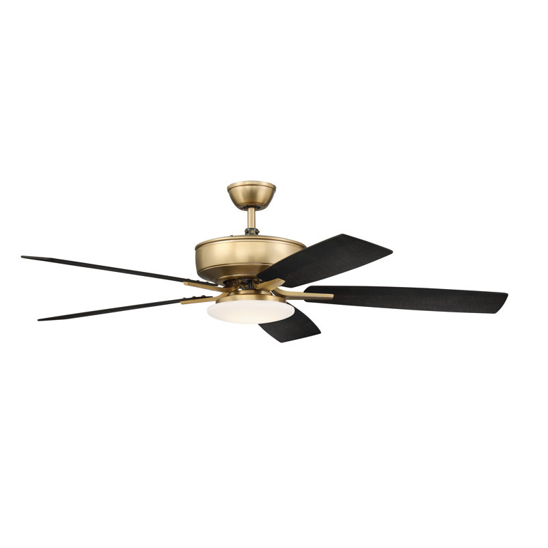 52'' Ceiling Fan with LED Lights, Satin Brass/Black