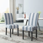Olin Contemporary Upholstered Fabric Dining Chairs with T-Stitch Detailing and Wooden Legs