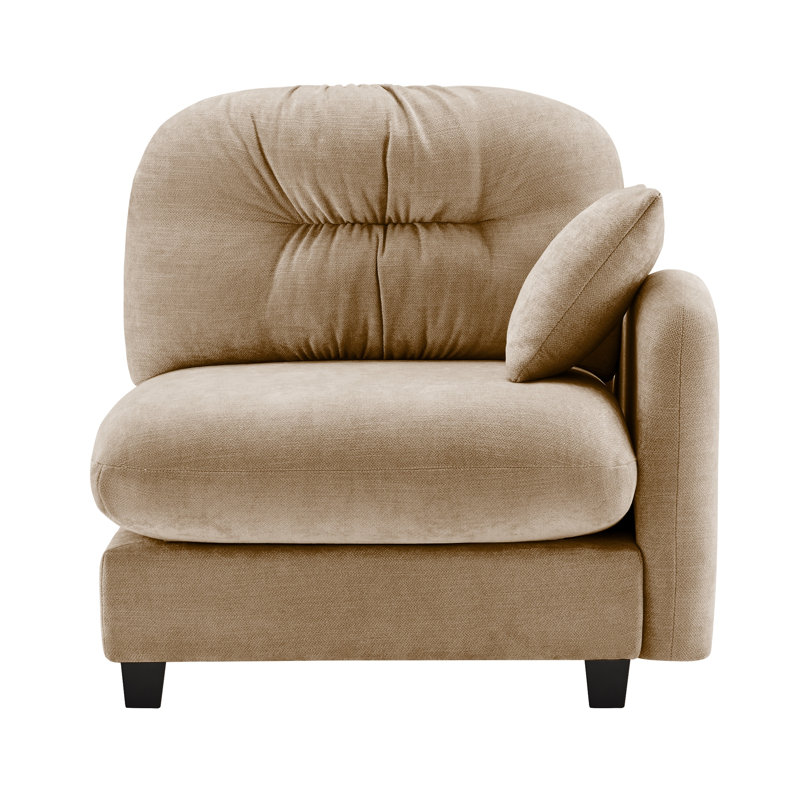 Canapé modulaire en chenille Camel avec dossier capitonné et coussin inclus