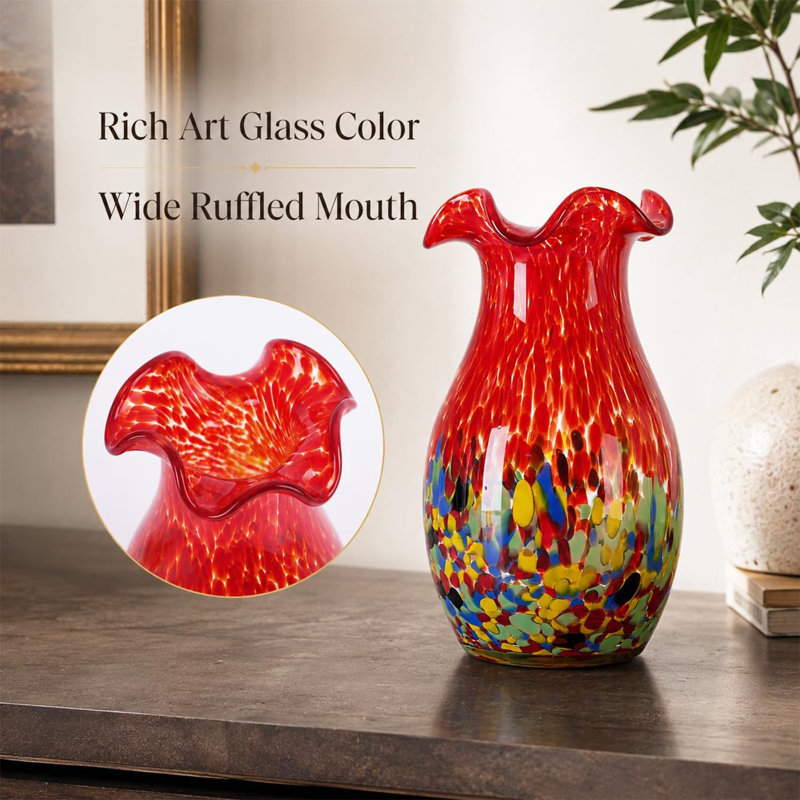 Vase décoratif en verre, Rouge