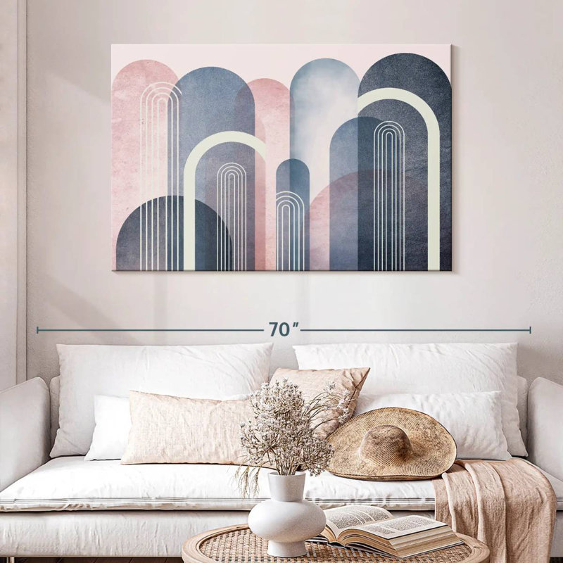 Avery Mid-Century Arches Blush marine, H 32 po x l 48 po