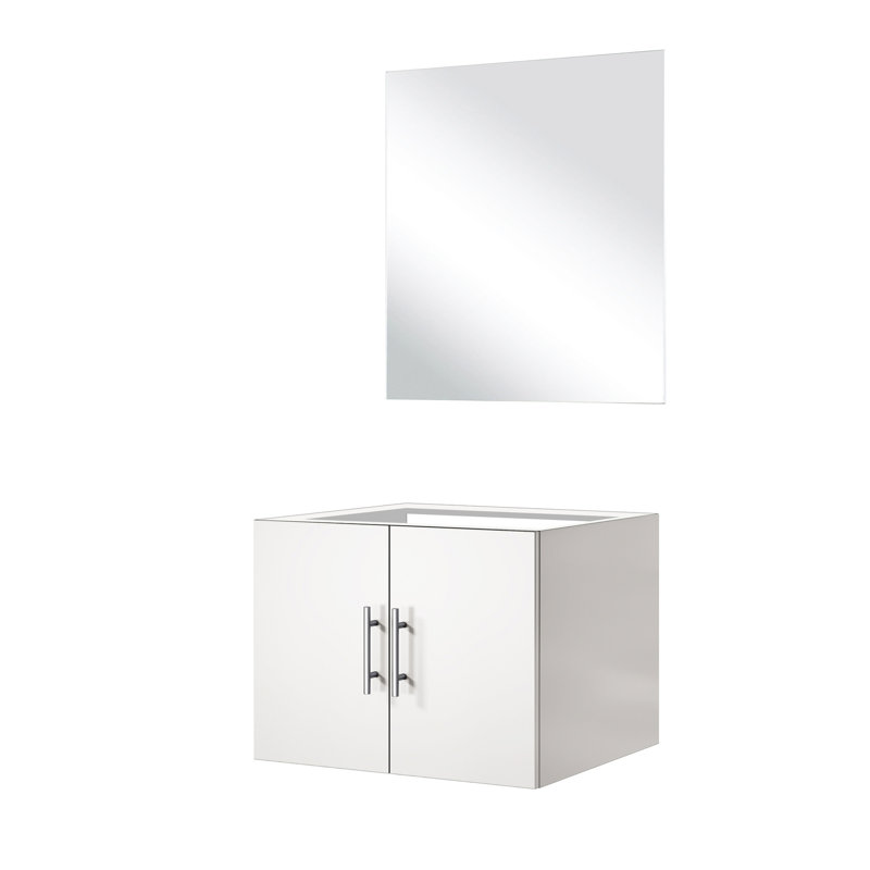 Meuble-lavabo blanc lustré 24 po X 22 - 18 Miroir, rangement spacieux, installation entièrement assemblée l 24 po x P 22 po avec miroir 18 po assemblé, installation rapide
