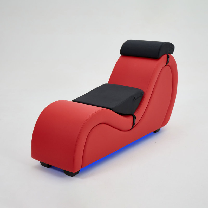 Faux Leather Chaise Lounge, Red