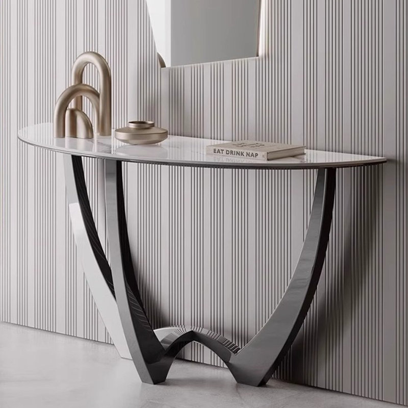 Console italienne de luxe italienne, Blanc / gris clair, H 31,5 po x l 47,2 po x P 15,7 po