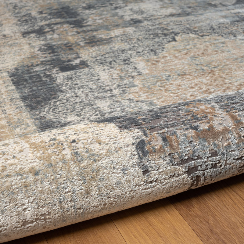 Tapis beige / gris Guenter, Tapis de couloir 2 pi 5 po x 8 pi
