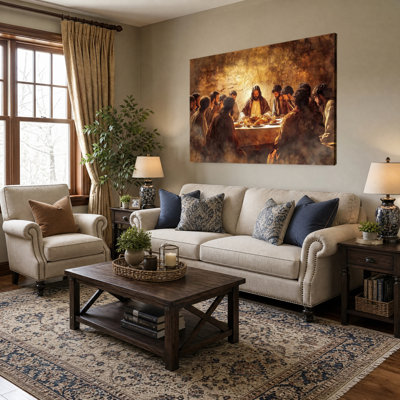 The Last Supper Modern Religious Canvas Wall Art Framed Ready to Hang Living Room Bedroom Home Decor