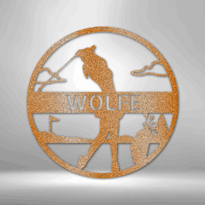 Monogramme de golfeuse personnalisable, panneau en acier, décoration murale en métal
