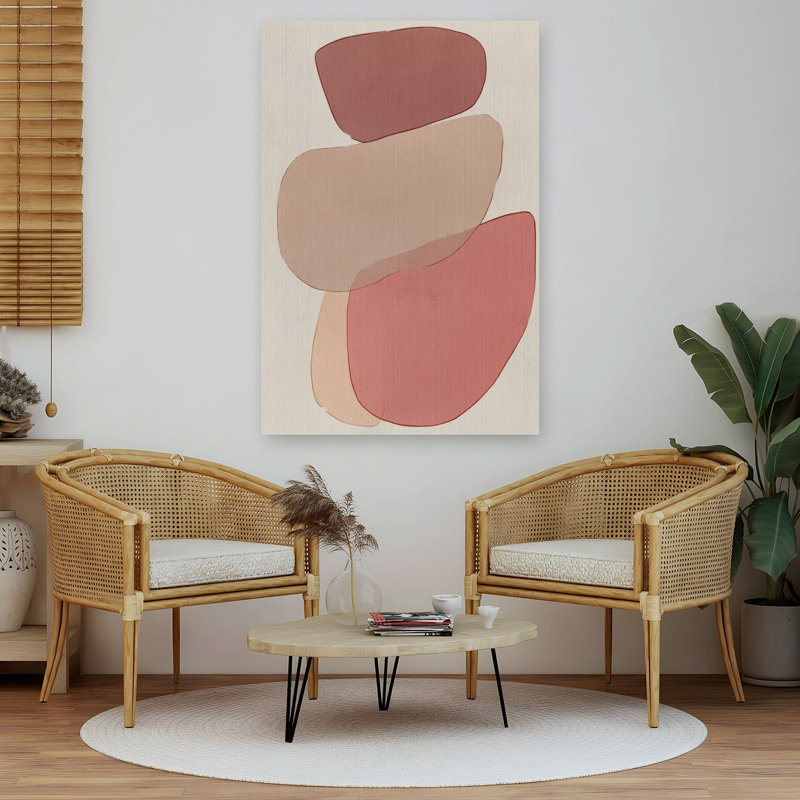 Formes terracotta blush - Impression d'art mural abstrait contemporain minimaliste, H 60 po x l 40 po