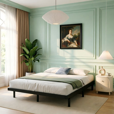 Sommier tapissier très grand californien 2 pouces, base de matelas en métal robuste avec capacité de 3 800 lb, profil bas, silencieux et facile à assembler