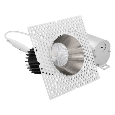 Projecteur encastré sans cadre à DEL 3 pouces avec remplacement de réflecteur en nickel LUXRITE 15W, 1100LM, 5CCT, 60 °, à intensité variable, CRI90, ETL blanc + nickel