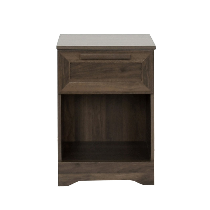 Table de chevet en bois manufacturé Evelynn, Noyer, Individuel