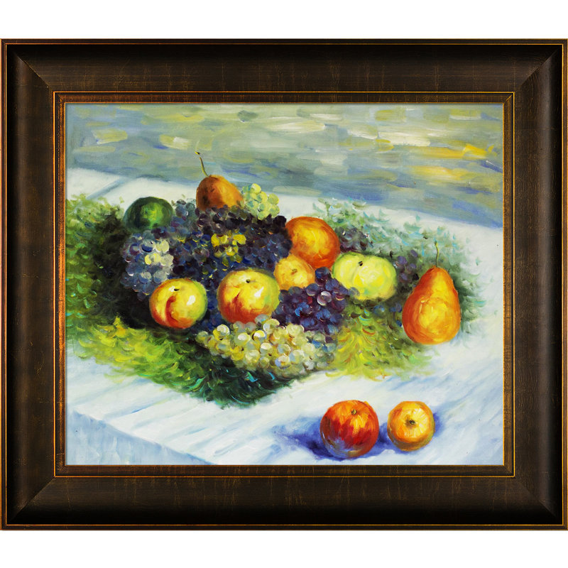 " Pears And Grapes " by Claude Monet Painting Print, 26.5" H x 30.5" W x 2" D, Veine D' Or Bronze Scoop