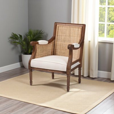 Walsh 26.4'' Rattan and Bayur Wood Wide Armchair