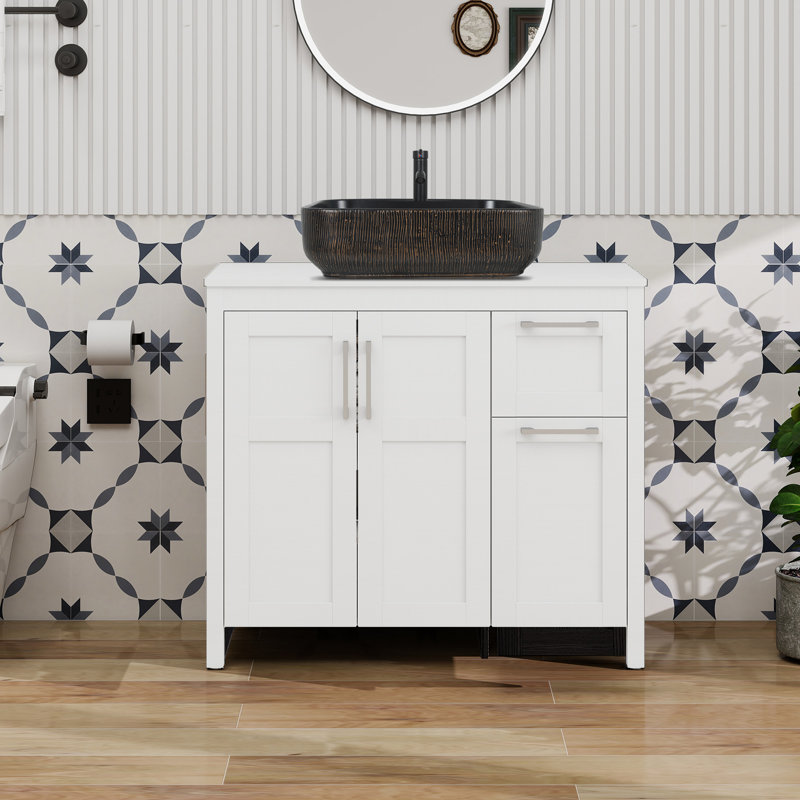 36" Free-Standing Modern Single Bathroom Vanity With Sink, White