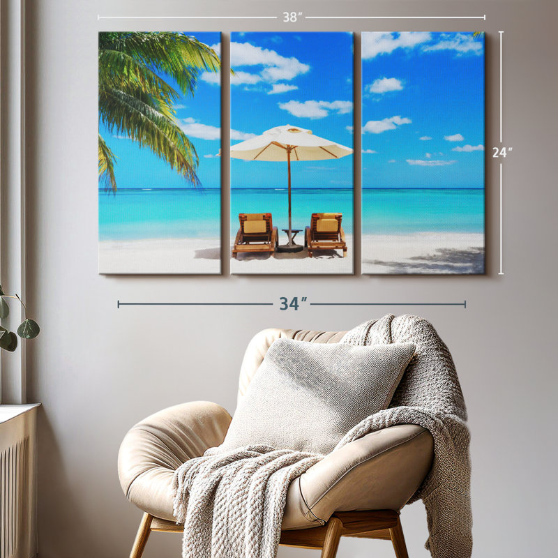 «Beach Deckchairs», 3 pièces, H 24 po x l 38 po