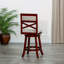Tabouret pivotant à dossier en X de 24 po de hauteur comptoir, finition cerisier, siège en tissu beige-519815679-519815676