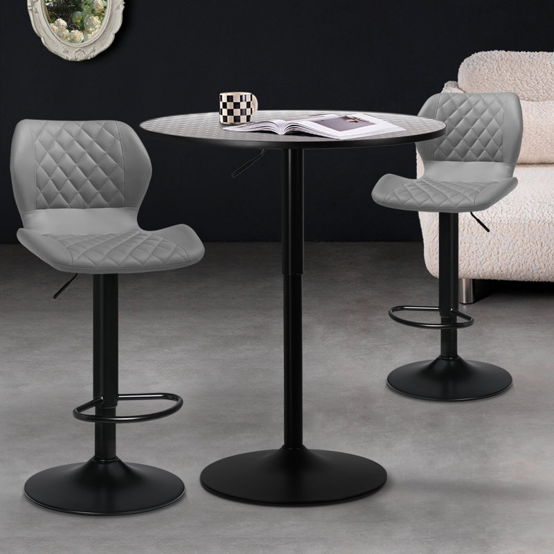 Latika 2 - Person Pedestal Dining Set, Natual, Grey