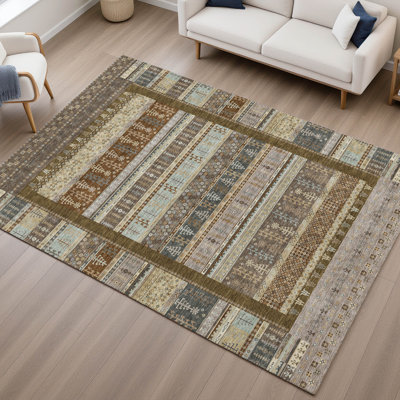 Premium Machine Washable Mayfield AMF2160 Striped Rug