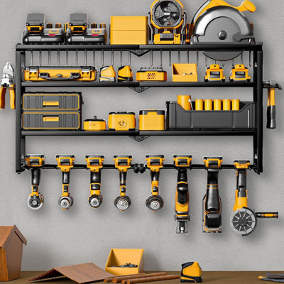 Power Tool Organizer Wall Mount, Heavy Duty Metal 4 Layers Garage organization and Tool Storage, Tools Holder for Workshop/Shed