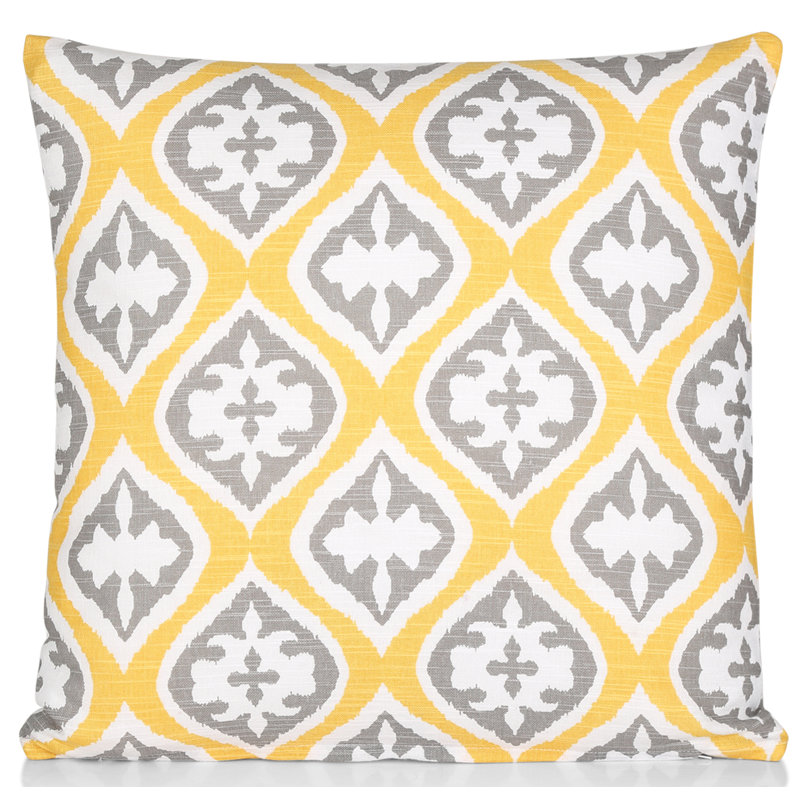 Loyd Ikat Square Throw Cushion Cover, Yellow