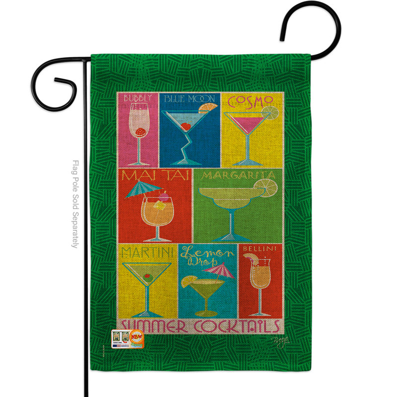 Boissons, en toile jute, & boissons, impressions 2 côtés 18,5 x 13 po drapeau de jardin