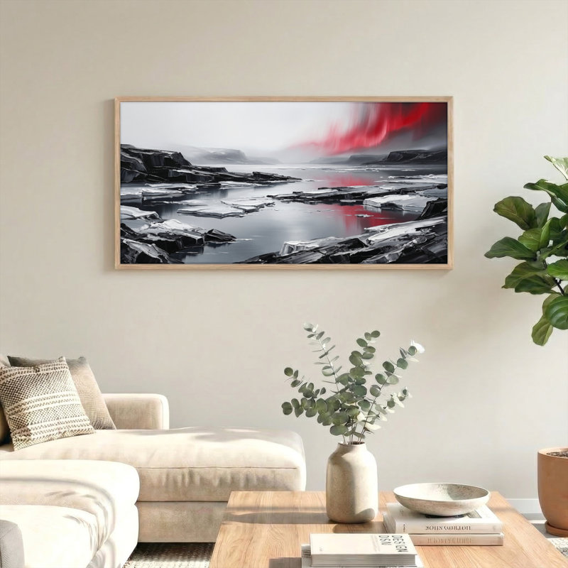 Ensemble de 1 tableau sur toile Aurores boréales, L 40 po x H 20 po, Natural