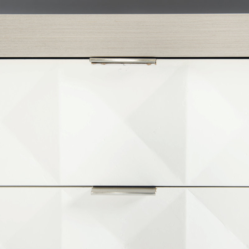 Axiom Transitional 3-Drawer Nightstand in Gray/White with Inverted Pyramid Motif