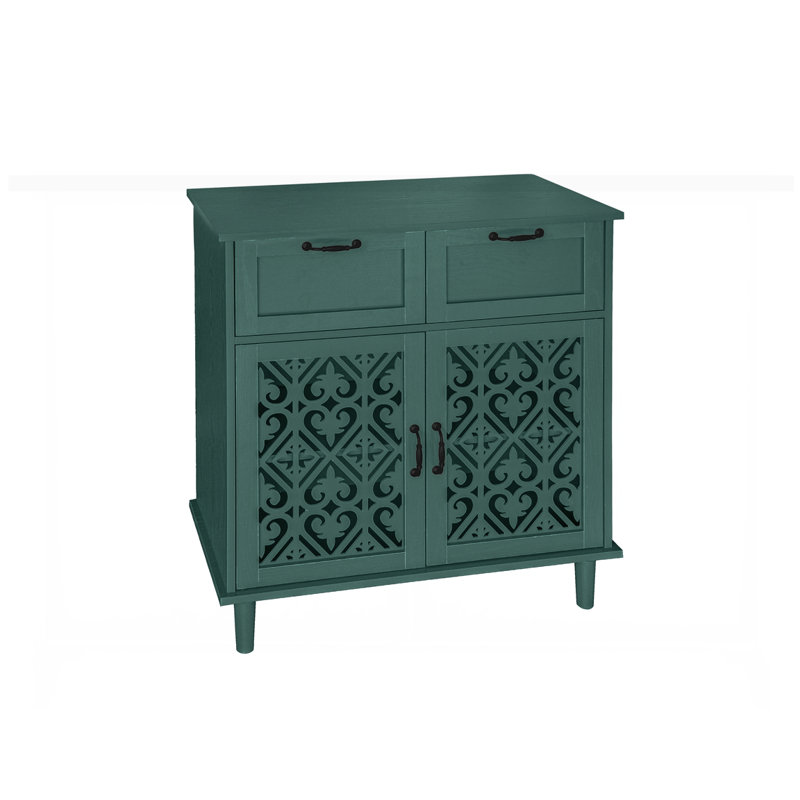 Commode 2 portes et 2 tiroirs, Vert foncé