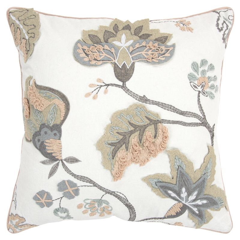 Embroidered Cotton Throw Pillow