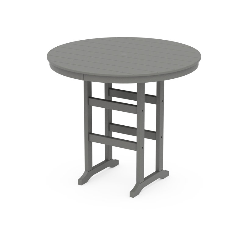 POLYWOOD Round Farmhouse Bar Table, 48", Slate Gray