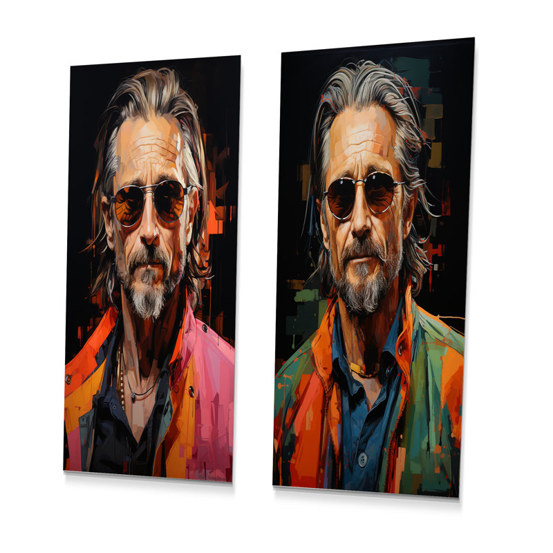 Pop Art Olive Oldman Portrait - célébrité / célèbre ensemble d'art mural en métal de 2, H 32 po x l 32 po