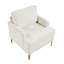 Chaise d'appoint Cole, chenille beige rembourrée de mousse, accoudoirs sur rail, pieds en métal doré-119044044