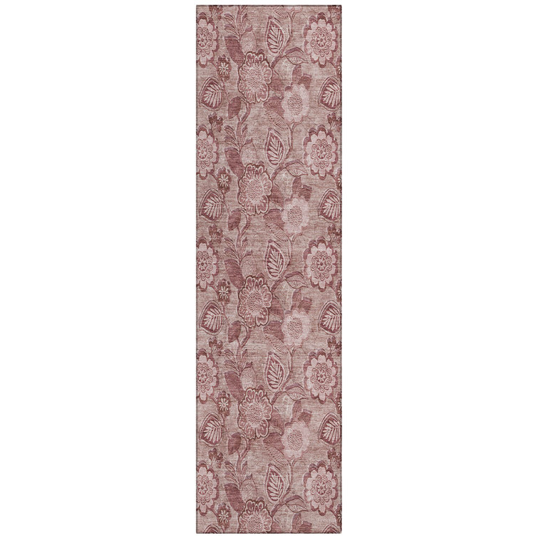 Machine Washable Indoor/Outdoor Xhevrie Blush Rug