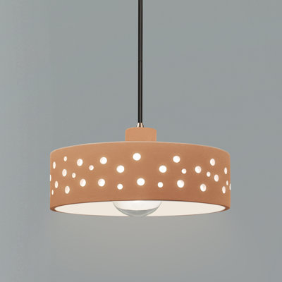 Luminaire suspendu 1 lumière Coady - Adobe - Nickel brossé - DEL dédiée - Cordon noir