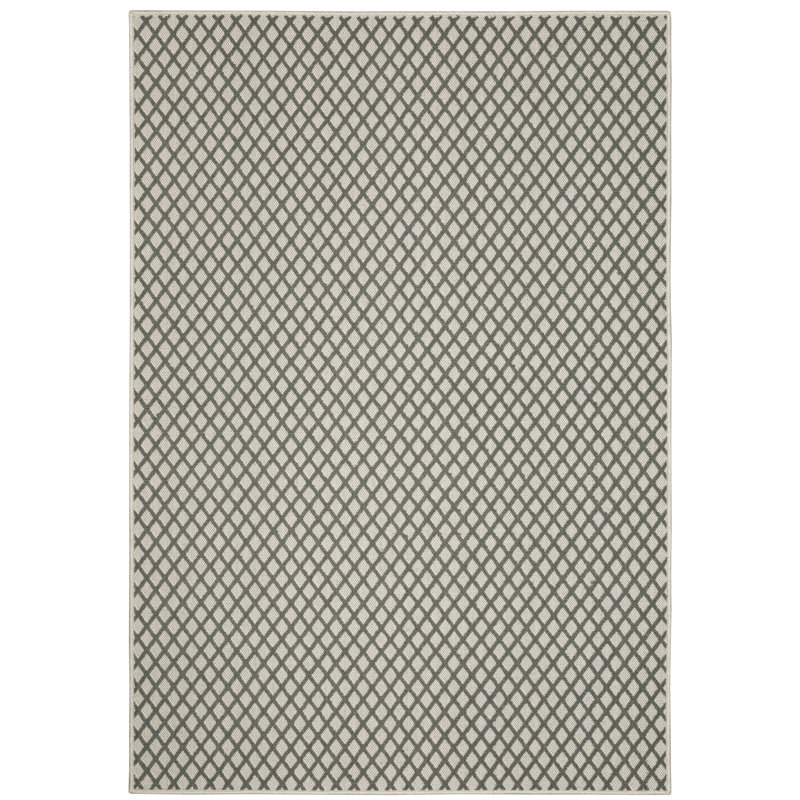 Tapis intérieur / extérieur géométrique beige / gris Sipriano, Rectangle 3 pi 3 po x 5 pi