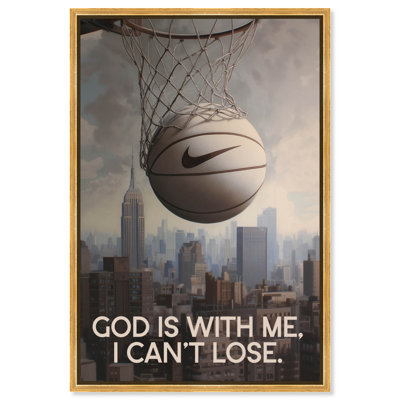 Art Remedy, Jésus sauve la ville de basketball, art mural chrétien, toile encadrée, cadre doré, 24 x 36