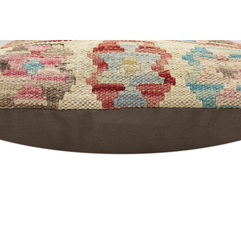 Coussin Bohemien Orville, H 17 po x l 18 po, Rouge / Jaune / Beige