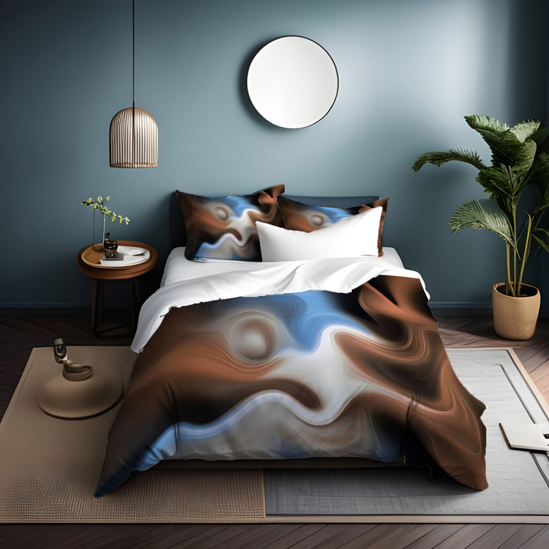 Polyester Abstract Duvet Cover, King Duvet Cover + 2 King Shams