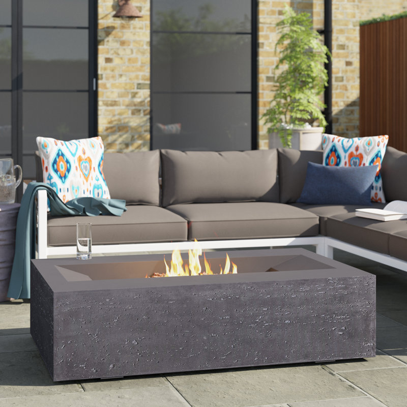 PyroMania Millenia Concrete Fire Pit Table, Dark Gray, Propane