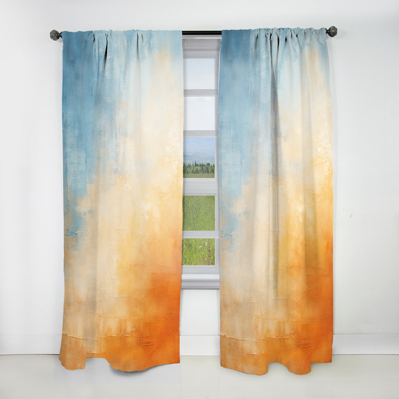 Miroir du désert II bleu et orange Risso - rideau moderne en velours - obscurcissant - 1 panneau, L 52 po x L 63 po