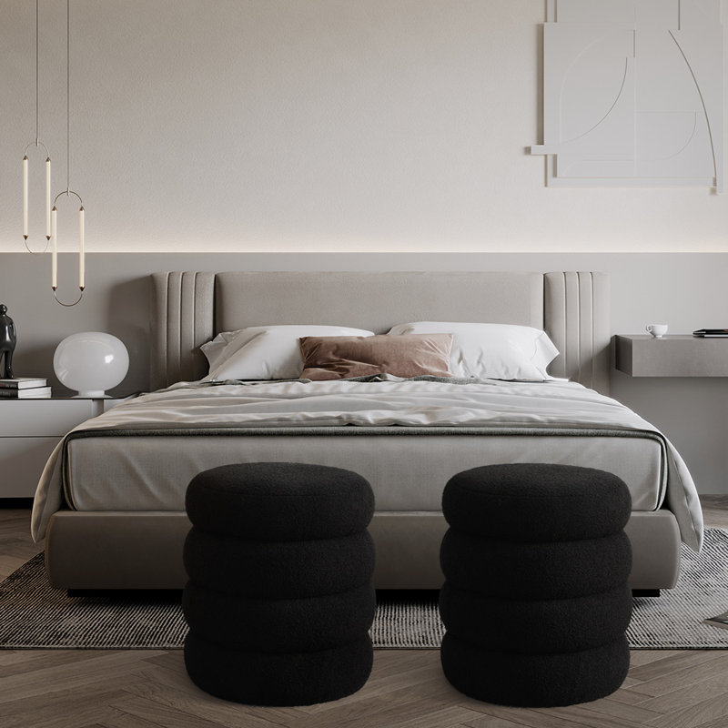 Repose-pieds avec rangement Cokeley Boucle, Noir