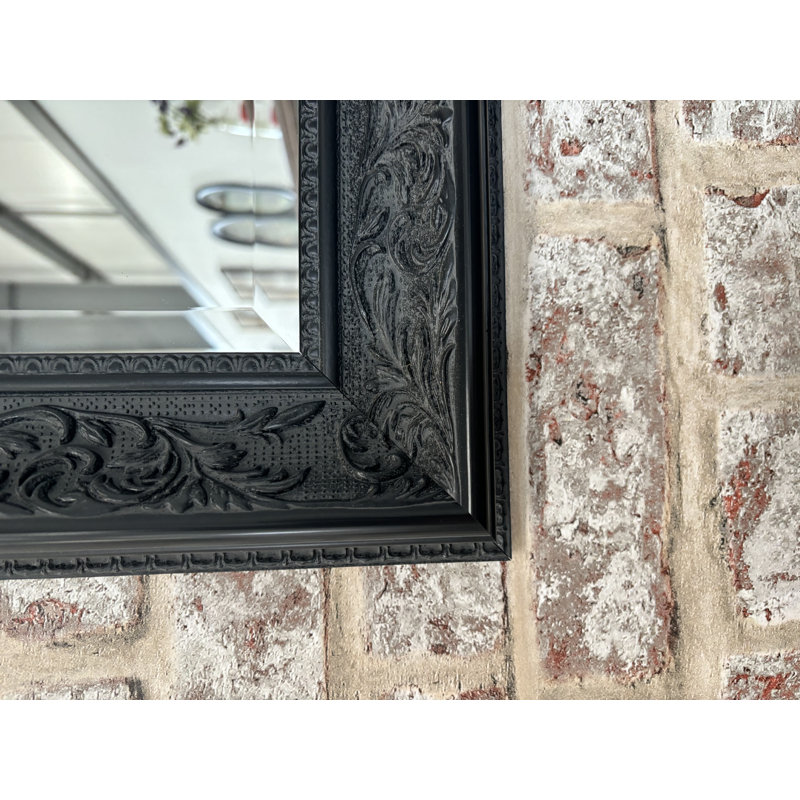 Rectangle Mirror, 85cm H x 65cm W x 3.7cm D, Rectangle, Ornate Black