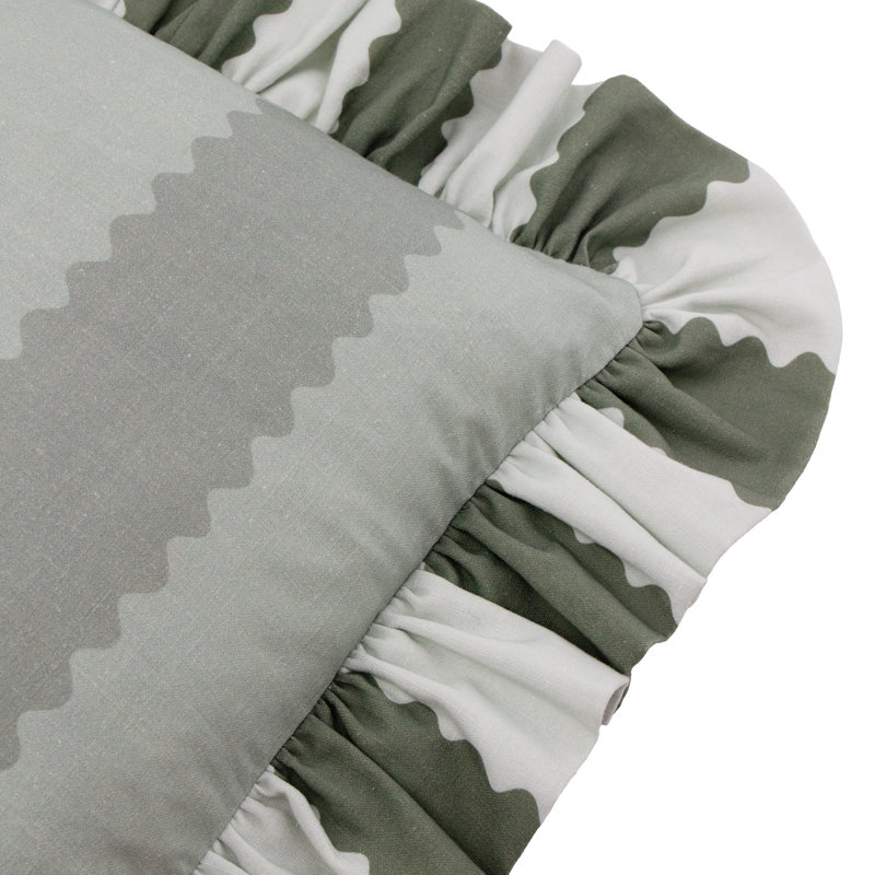 Striped Square Cushion, Feather, Green
