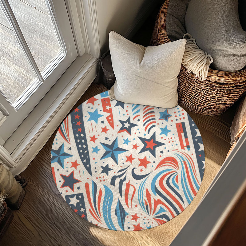 Tapis tressé Patriotic Stripe Parade, Rond 5 pi