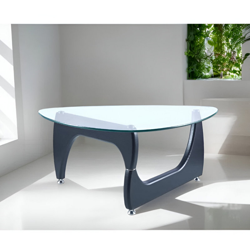 Table basse en verre Muskoka avec base en noyer 43, Noir