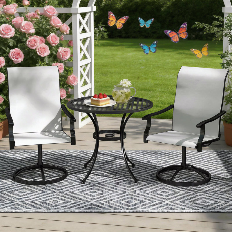 Ensemble de 2 chaises d'extérieur, chaises pivotantes, Crème