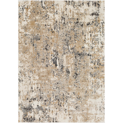 Tapis beige / gris à motif floral Aleksander
