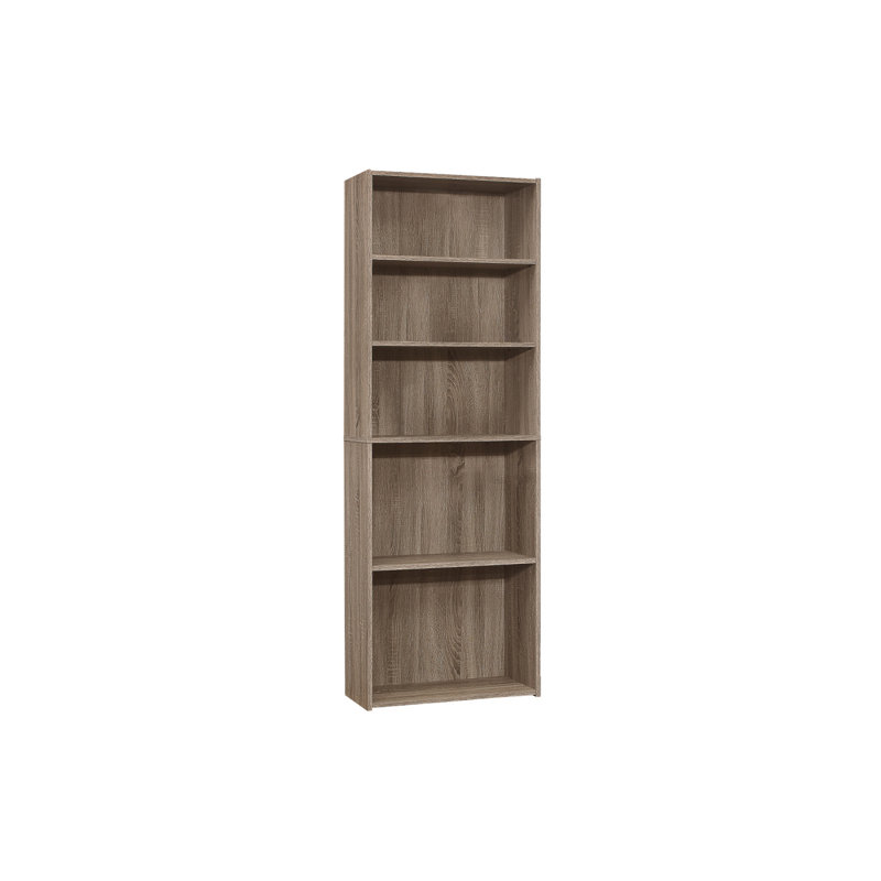 Bookshelf, Bookcase, 6 Tier, 72"H, Office, Bedroom, Laminate, Transitional, Taupe, (5 Shelves) 71.22" H x 24.72" W x 11.72" D