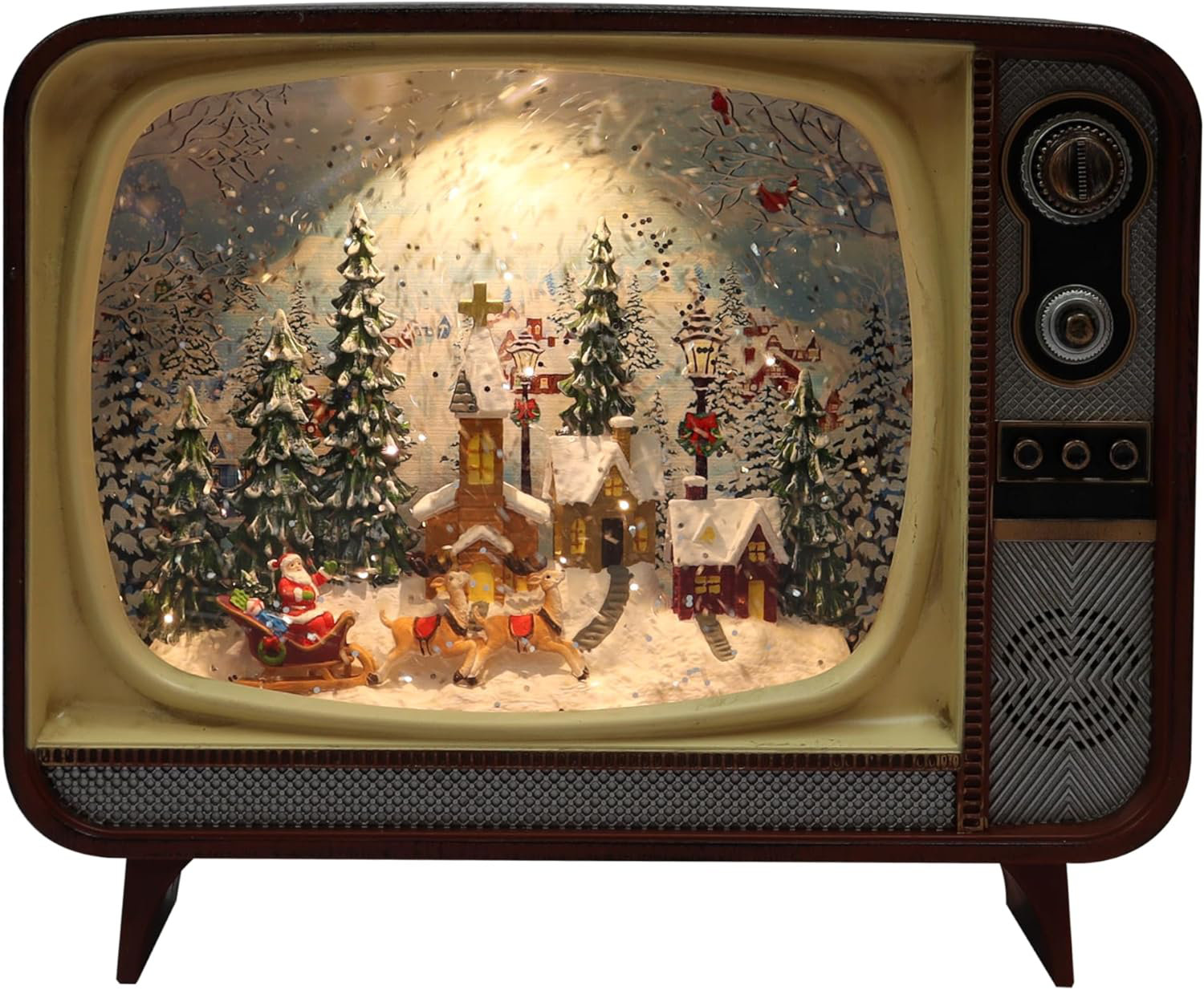 Moments in Time 6.7" Acrylic Retro TV Village - LED, Water Spinning Glitter, Battery - Hand-Painted Resin | Wayfair